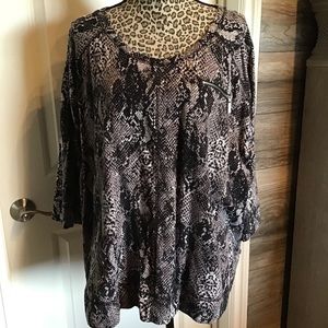 Snakeskin Print Zip Top